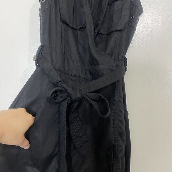 FREE PEOPLE black sleeveless belted trench wrap dress size Small - Picture 5 of 7